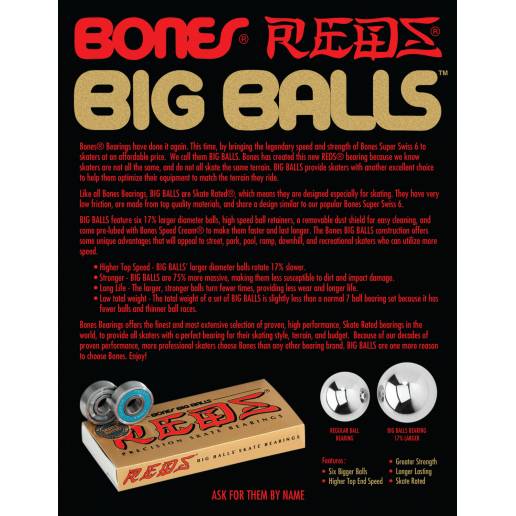 Bones Big Ball Reds 8-pack nuo Bones Bearings   Detaļas skrituļdēlim